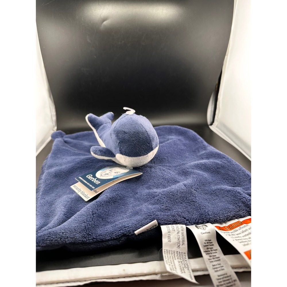 Gerber Whale Blue White NWT Lovey‎ Security Baby Blanket Knotted New